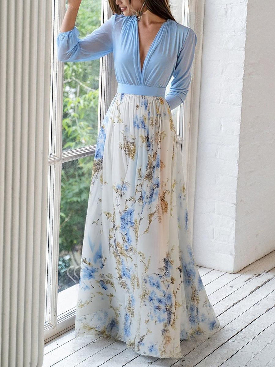 Elena™ - Elegante lungo abito con fantasia floreale
