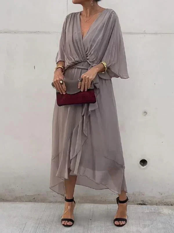 Monica™ - Abito Elegante in Chiffon e Seta con Sbalorditivo Scollo a V