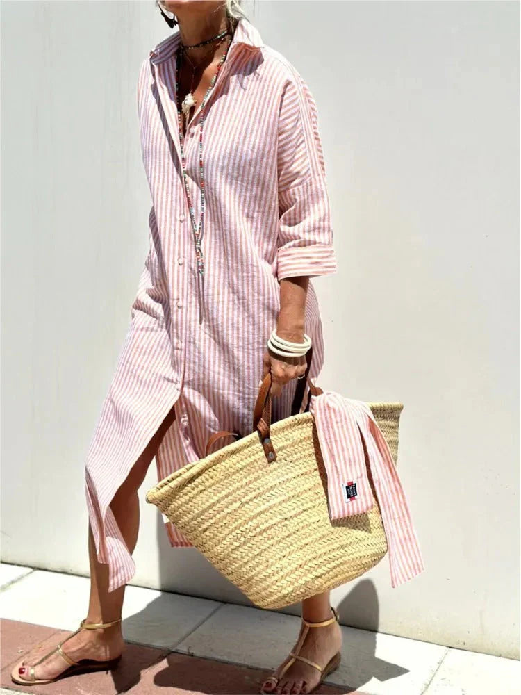 Renata™ - Vestito a righe con colletto