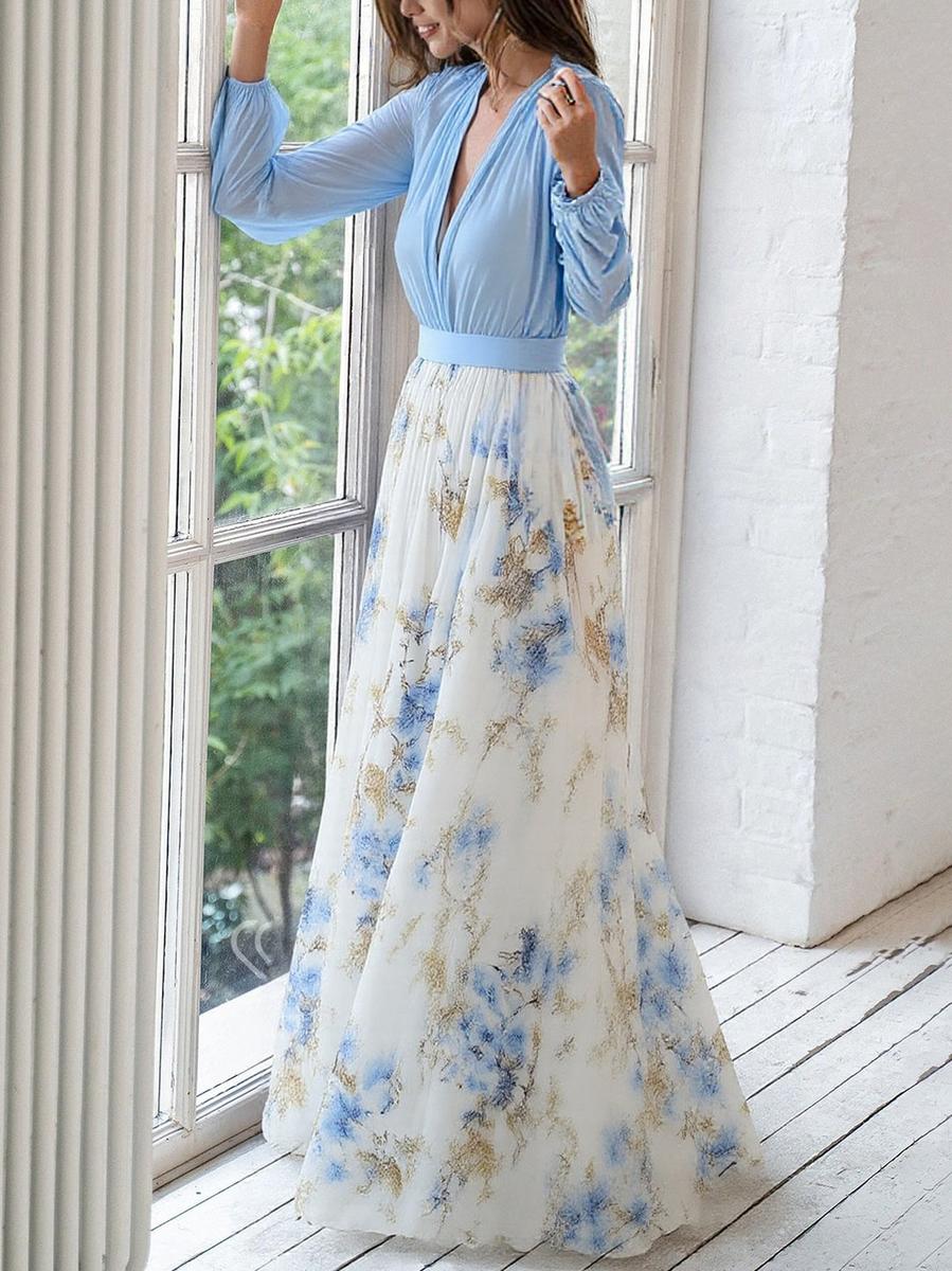 Elena™ - Elegante lungo abito con fantasia floreale