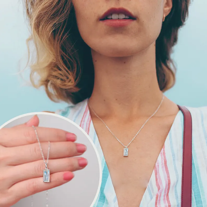 Collana Pietra di Luna Rettangolare in Argento Sterling 925 - A mia Moglie