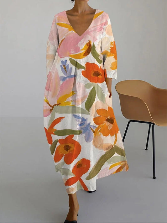 ISLA™ - Vestito estivo con scollo a V e fantasia floreale