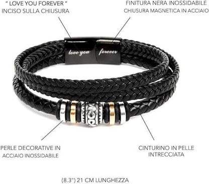 Bracciale Pelle Intrecciata A mio Figlio - Sei il mio Orgoglio.