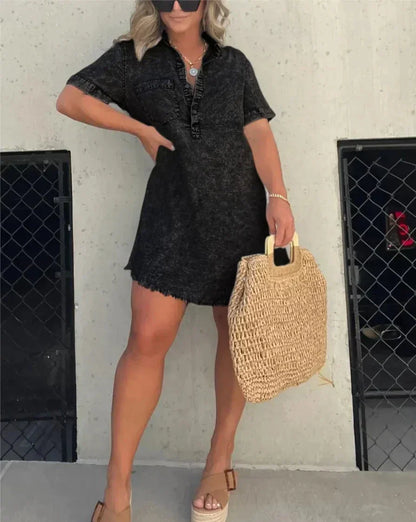 Vera™ - Elegante Vestito Camicia in jeans