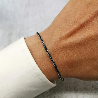 Bracciale Tennis Nero in Argento Sterling 925 - All'Uomo della Mia Vita