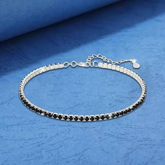 Bracciale Tennis Nero in Argento Sterling 925 - All'Uomo della Mia Vita