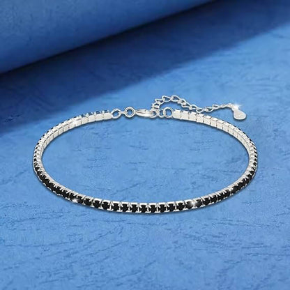 Bracciale Tennis Nero in Argento Sterling 925 - All'Uomo della Mia Vita