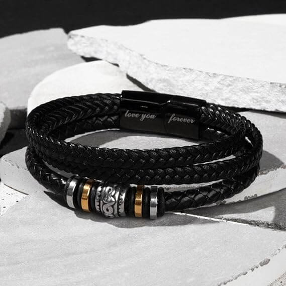Bracciale Pelle Intrecciata A mio Figlio - Sei il mio Orgoglio.