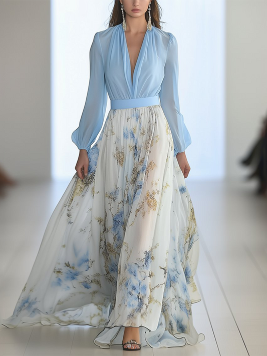 Elena™ - Elegante lungo abito con fantasia floreale