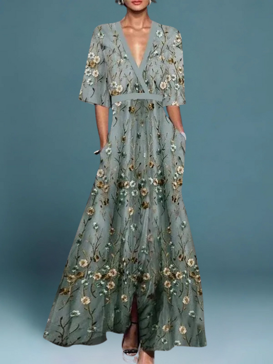 Isabella™ - Elegante abito lungo con fiori