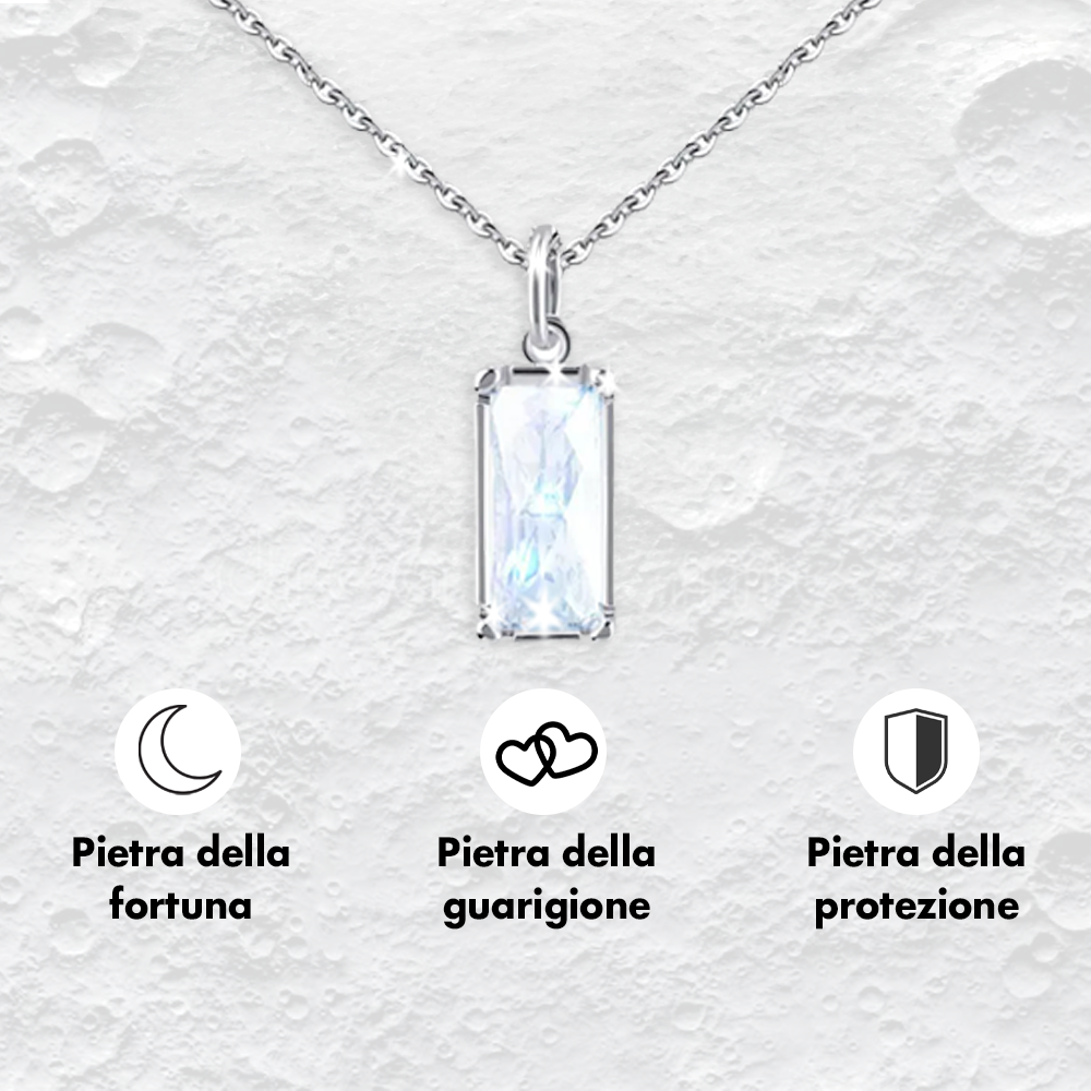 Collana Pietra di Luna Rettangolare in Argento Sterling 925 - A mia Moglie