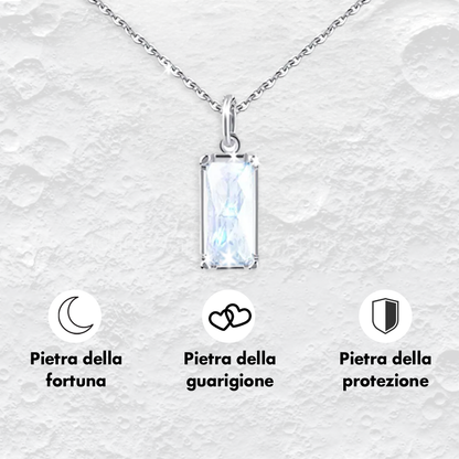 Collana Pietra di Luna Rettangolare in Argento Sterling 925 - A mia Moglie