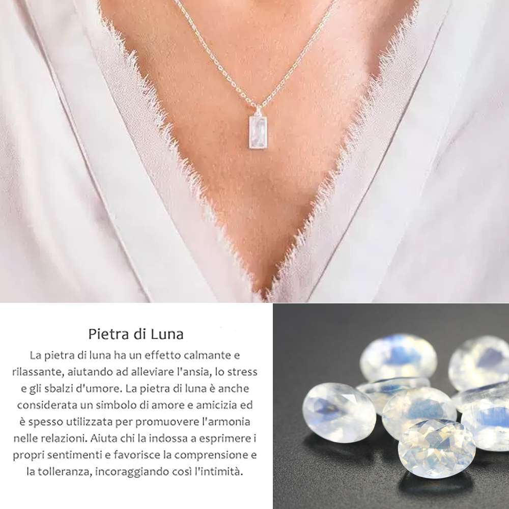 Collana Pietra di Luna Rettangolare in Argento Sterling 925 - A mia Moglie