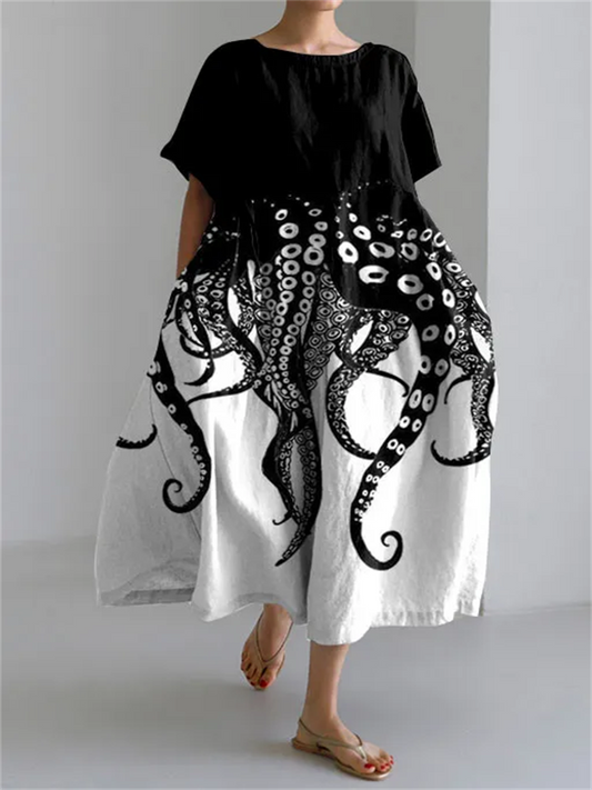 TESSA™ - Vestito corto alla moda con stampa tentacolo unica