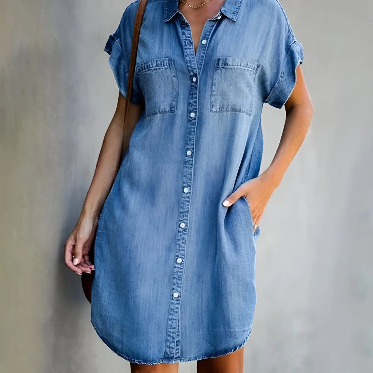 Bruna - Abito chino rilassato con chiusura a bottoni