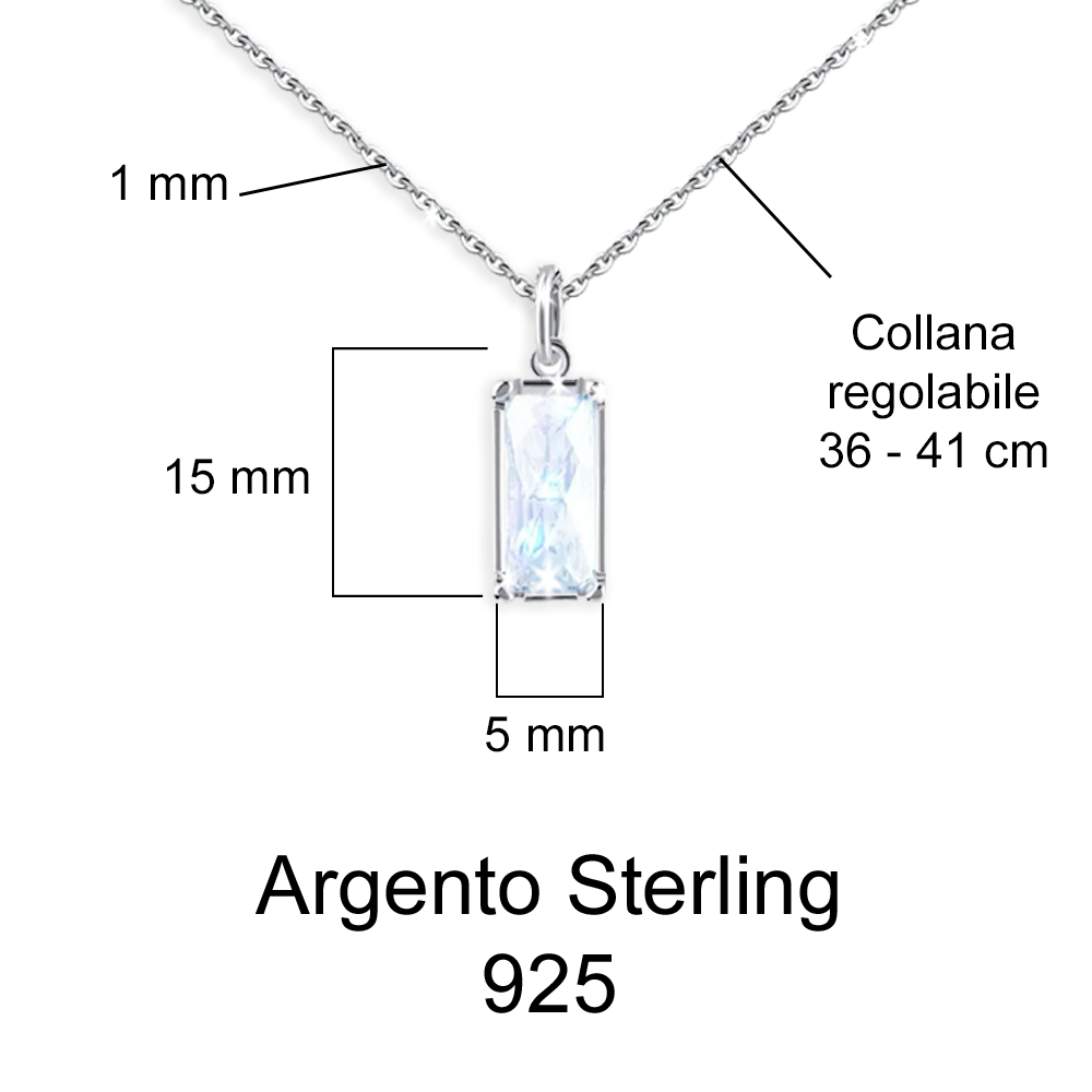 Collana Pietra di Luna Rettangolare in Argento Sterling 925 - A mia Moglie