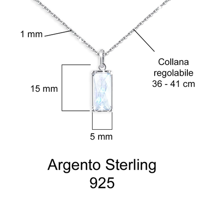 Collana Pietra di Luna Rettangolare in Argento Sterling 925 - A mia Moglie