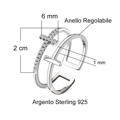 Anello da Donna in Argento Sterling 925 Per Mia Figlia - Croce