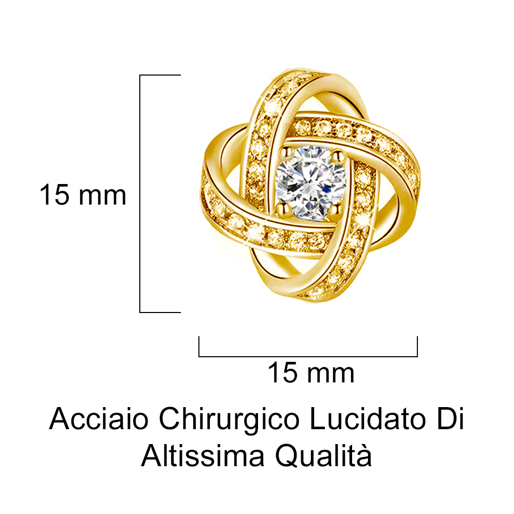 Orecchini Nodo con Pietra in Acciaio chirurgico - A mia Mamma