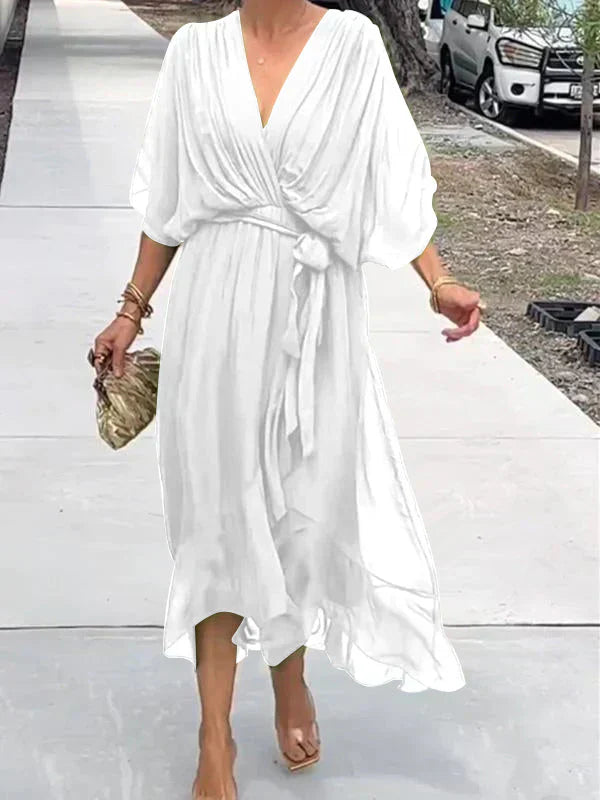 Monica™ - Abito Elegante in Chiffon e Seta con Sbalorditivo Scollo a V