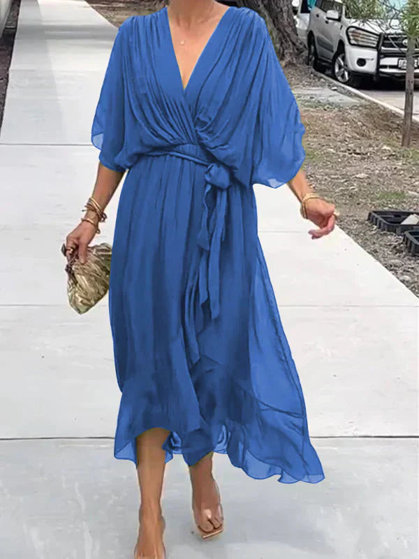 Monica™ - Abito Elegante in Chiffon e Seta con Sbalorditivo Scollo a V