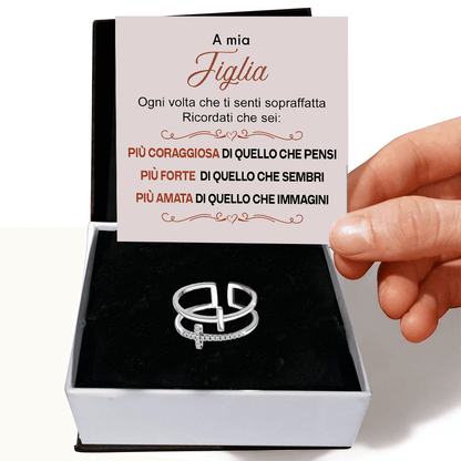 Anello da Donna in Argento Sterling 925 Per Mia Figlia - Croce