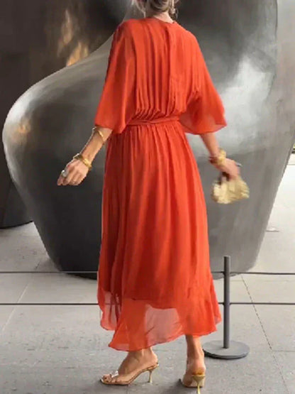 Monica™ - Abito Elegante in Chiffon e Seta con Sbalorditivo Scollo a V