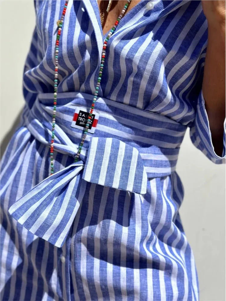 Renata™ - Vestito a righe con colletto